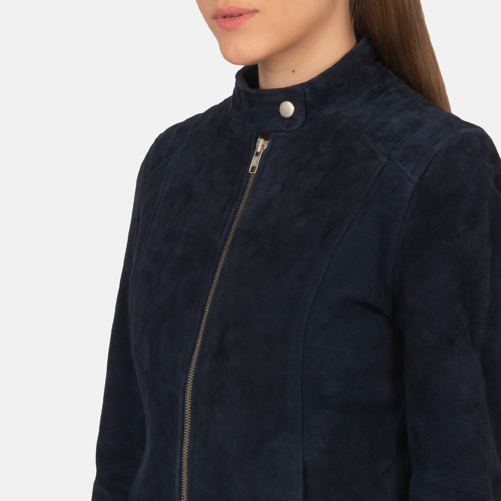 New Navy Blue Western Suede Leather Jacket