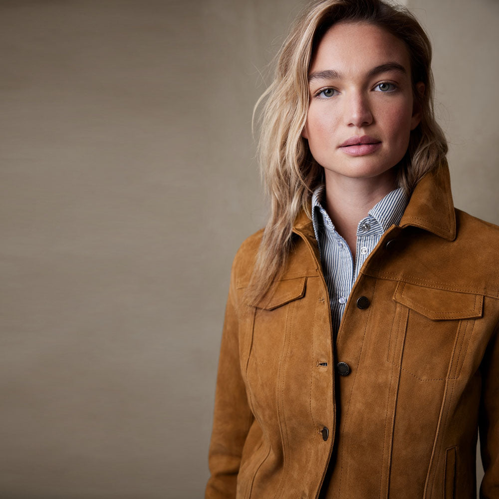 New Brown Western Women's Suede Leather Jacket