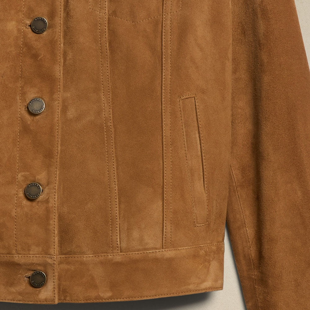 New Brown Trucker Western Suede Leather Jacket