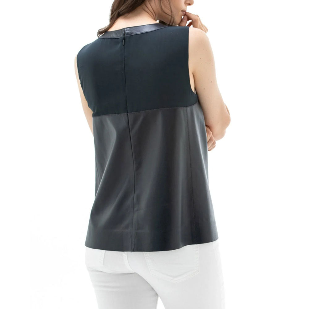 New Women's Black Lambskin Leather Vest