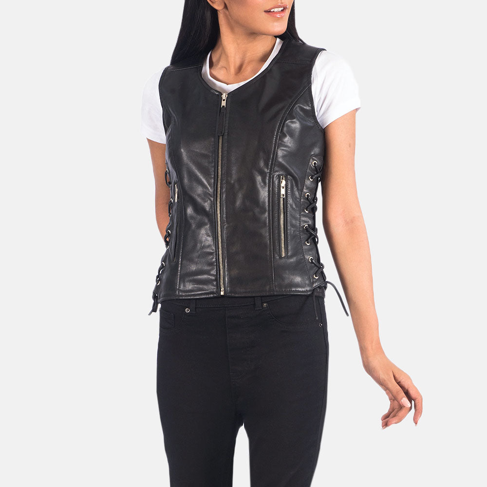 Women's Moto Lambskin Leather Vest