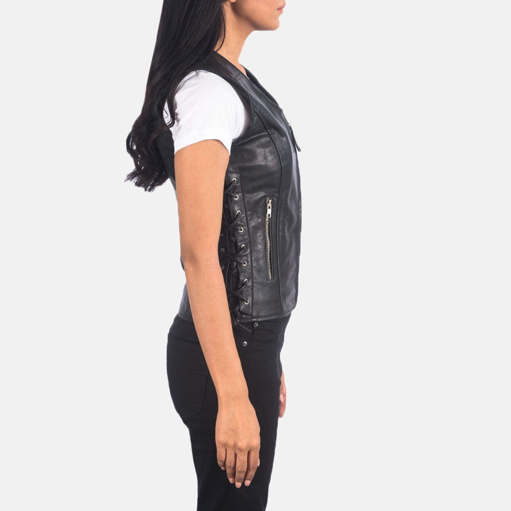 Women's Black Lambskin Leather Vest