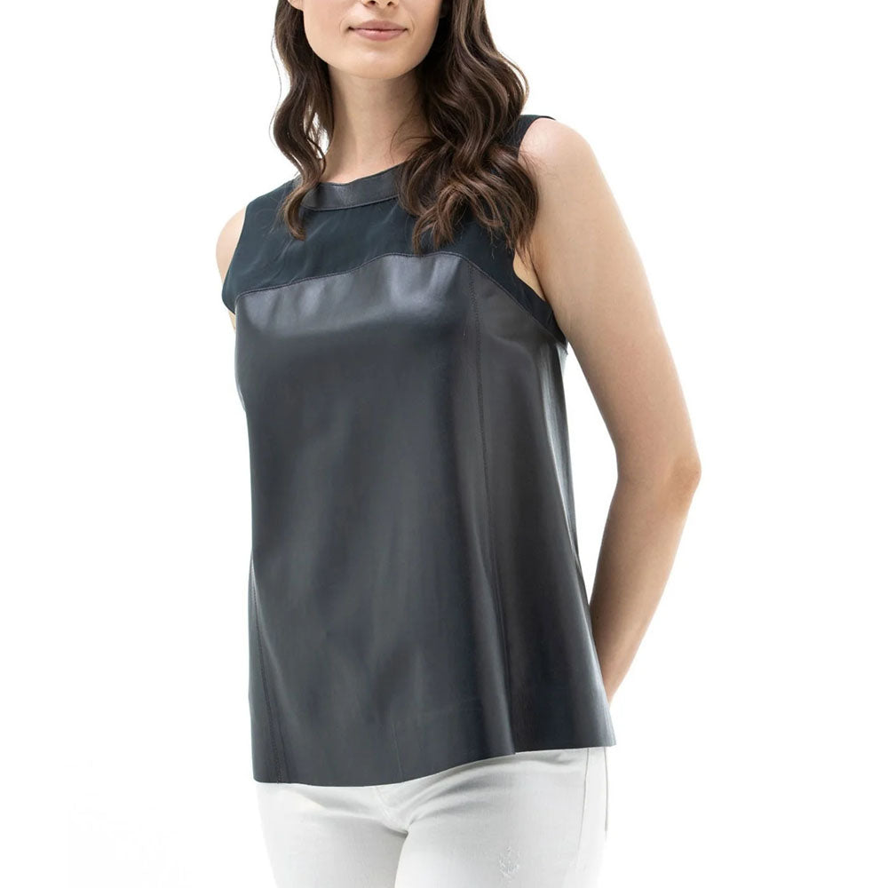 Women's Black Lambskin Leather Vest