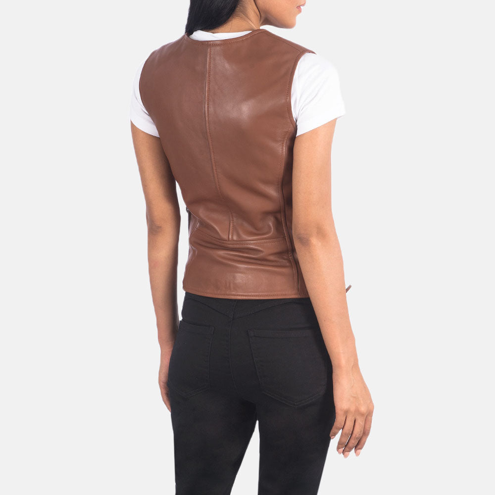 Brown Side Lace Moto Leather Vest