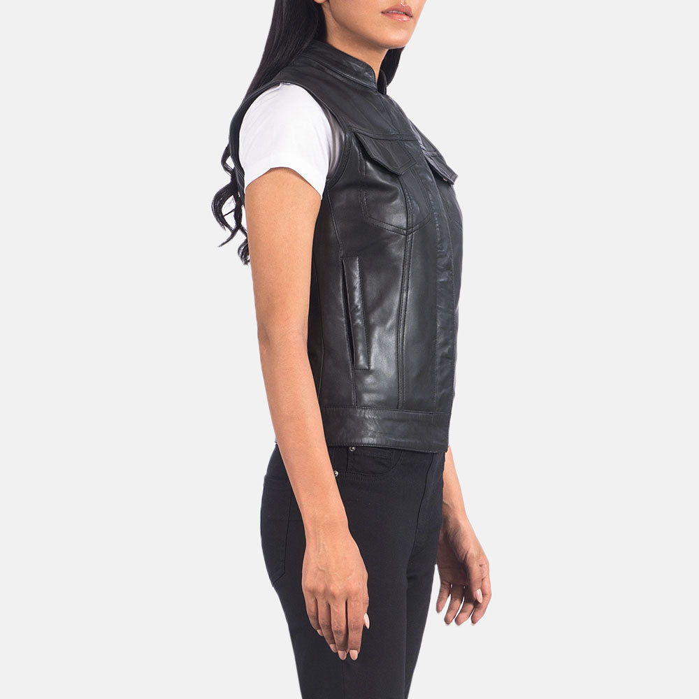 New black Lambskin Moto Leather Vest