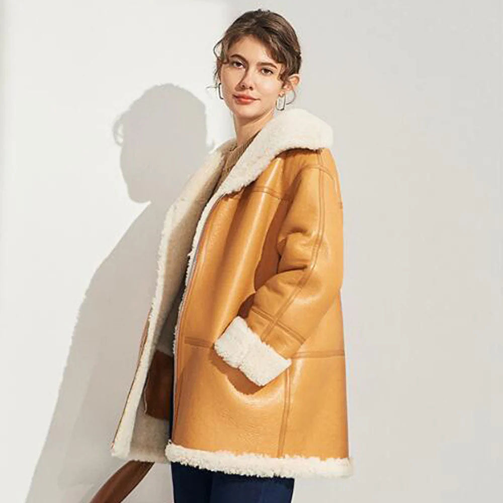 Brown Sheepskin Shearling Leather Coat