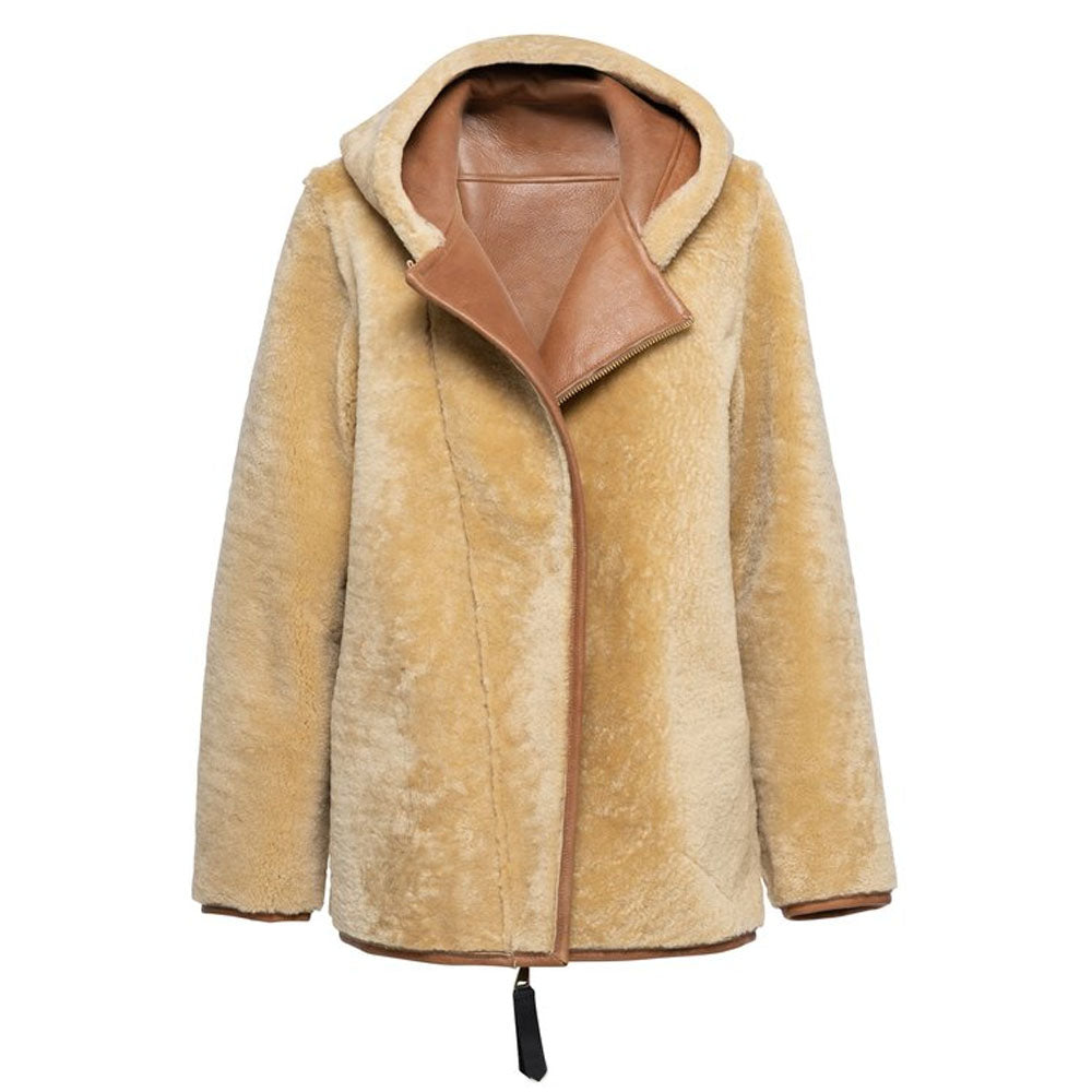 Brown Shearling Aviator RAF Airforce Sheepskin Oversized Leather Jacket