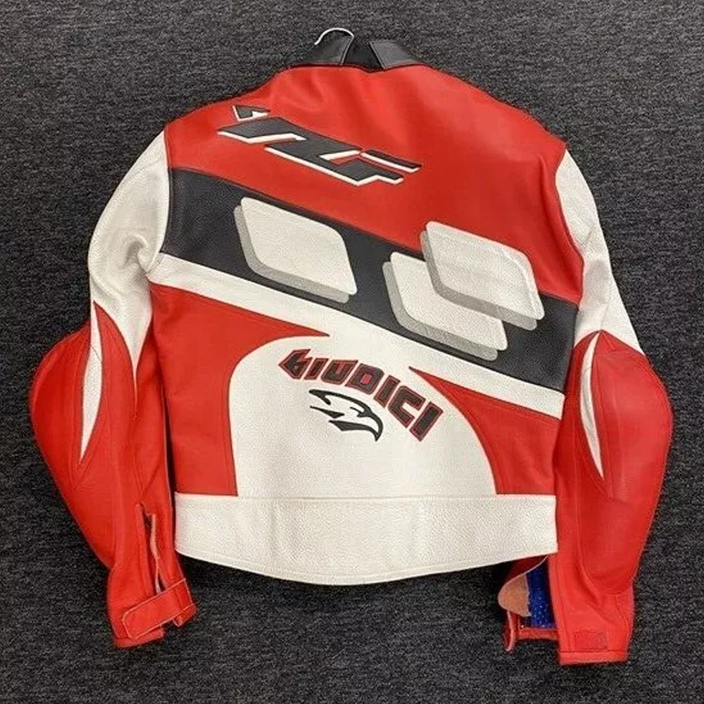 Back View of Yamaha New Style Motorcycle Riding Cowhide Leather Biker Jacket