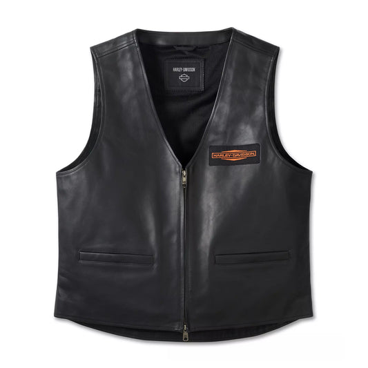 Front view of Harley-Davidson City Limits zipper leather vest.