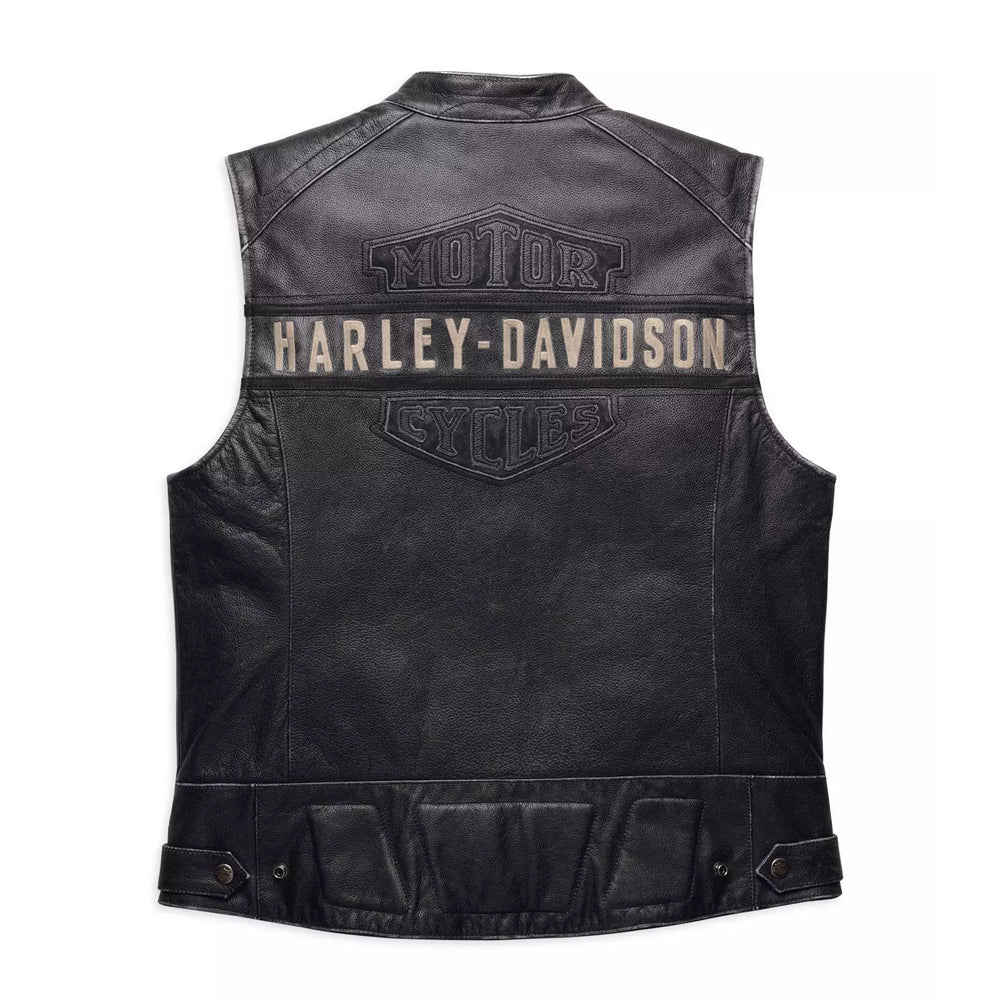 Embroidered eagle back graphics on Harley-Davidson Passing Link vest.