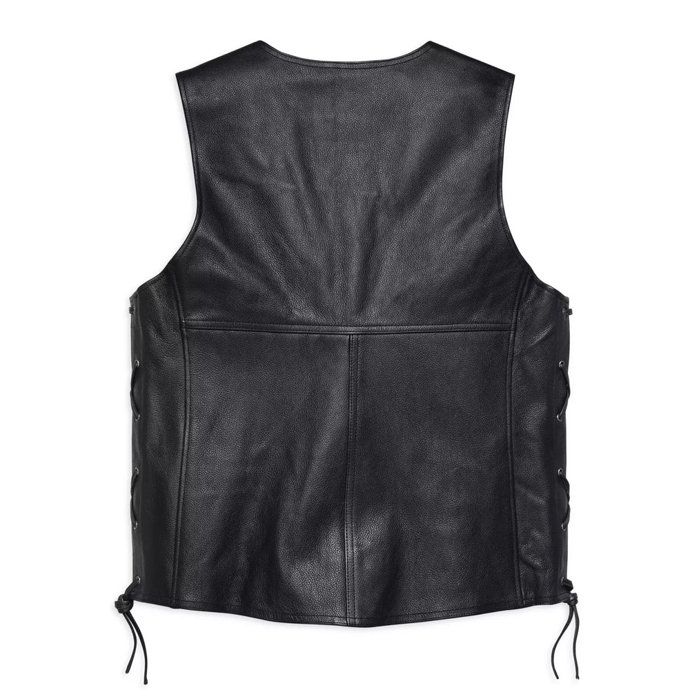 Clean patch-ready back view of Harley-Davidson Tradition II vest.