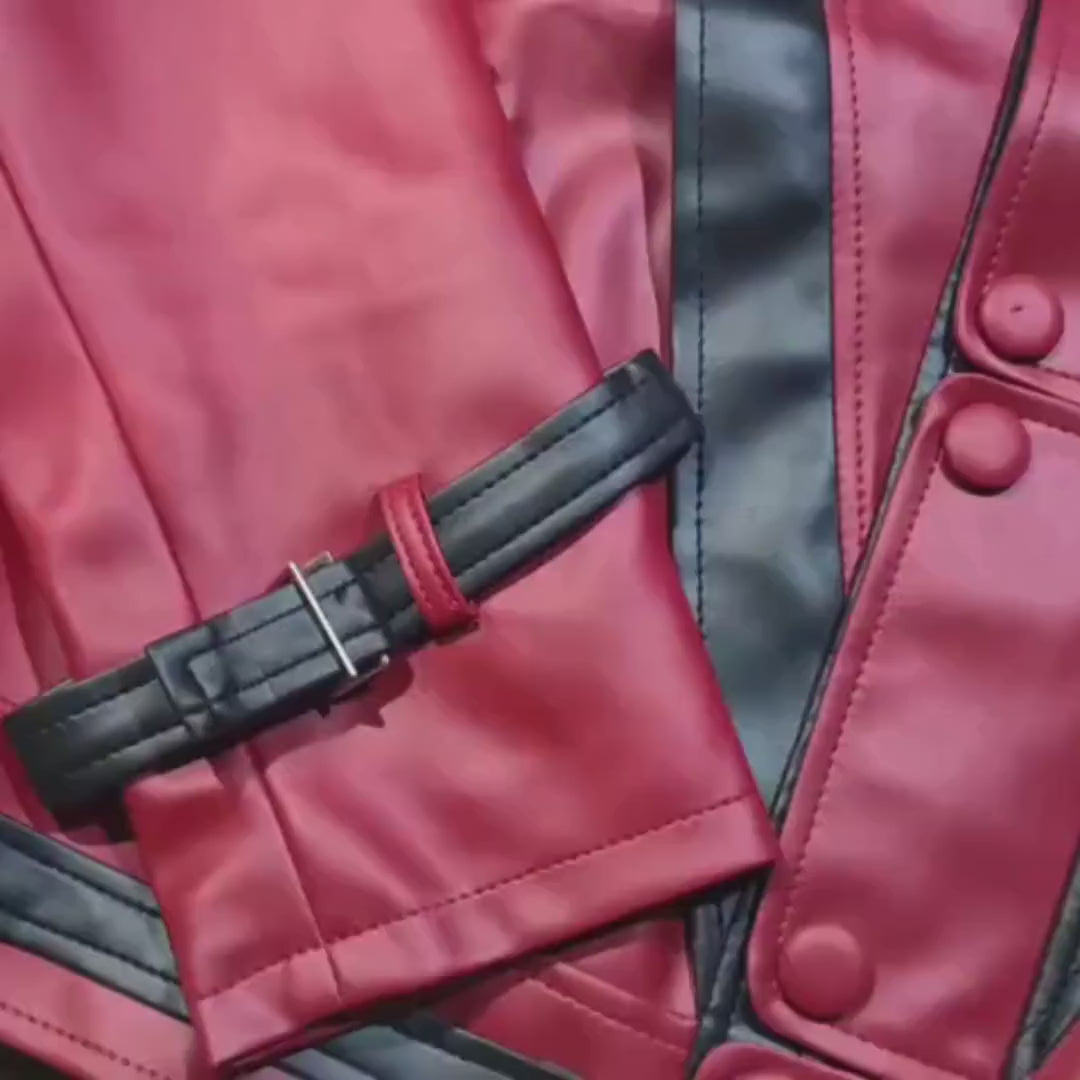 Product video showing the Michael Jackson inspired red and black cowhide Thriller jacket