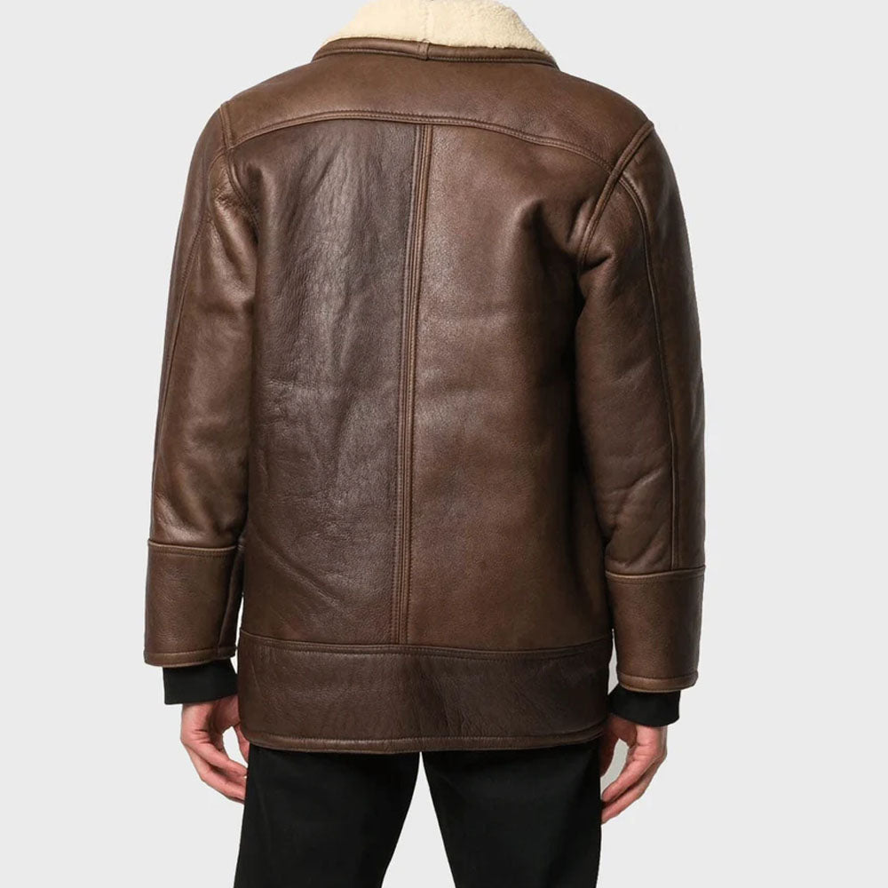 Vintage Brown Leather Shearling Jacket