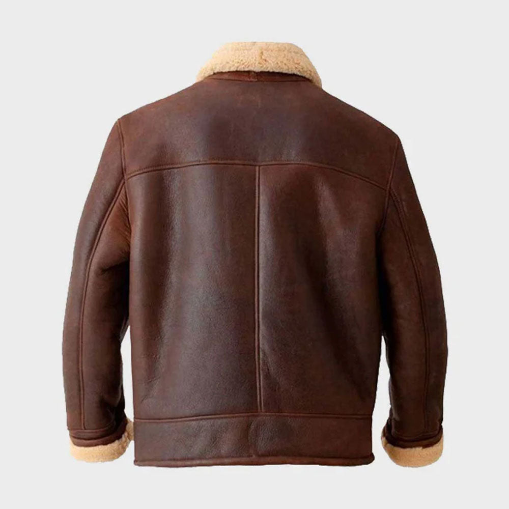 Mens Brown Aviator Shearling Leather Jacket