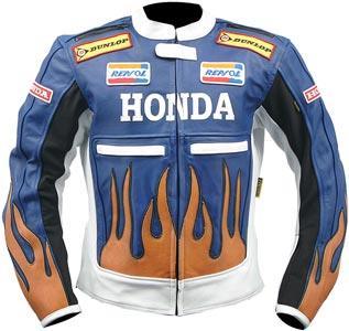 New Blue Men Honda Racing Leather Motorbike Jacket