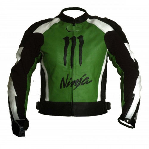 New Men Green Motorbiker Racing Leather Biker Jacket