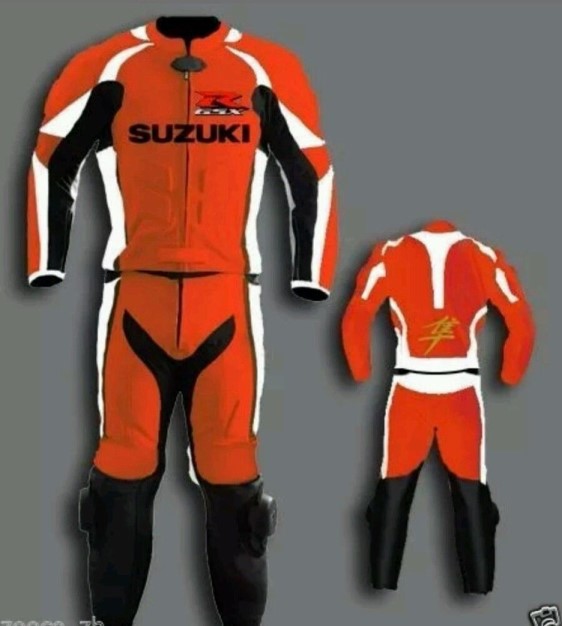 New Men Motorbike Racing Branded Suzuki Leather Suit with Multicolor