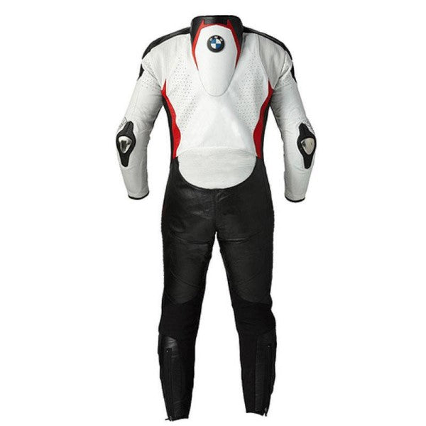 Men Black & White New BMW Motorcycle Racing Biker Leather Track Suit
