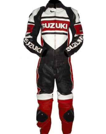 New Men Multicolor Suzuki Motorcycle Branded Leather Biker Suit