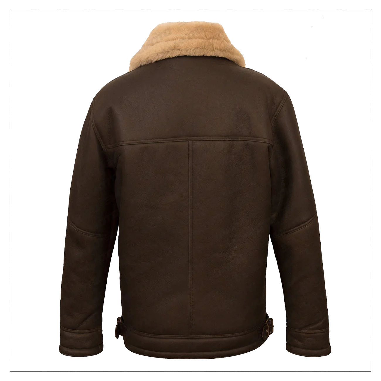 Men Sheepskin Aviator B3 Flight Bomber Fur Collar Shearling Leather Jacket