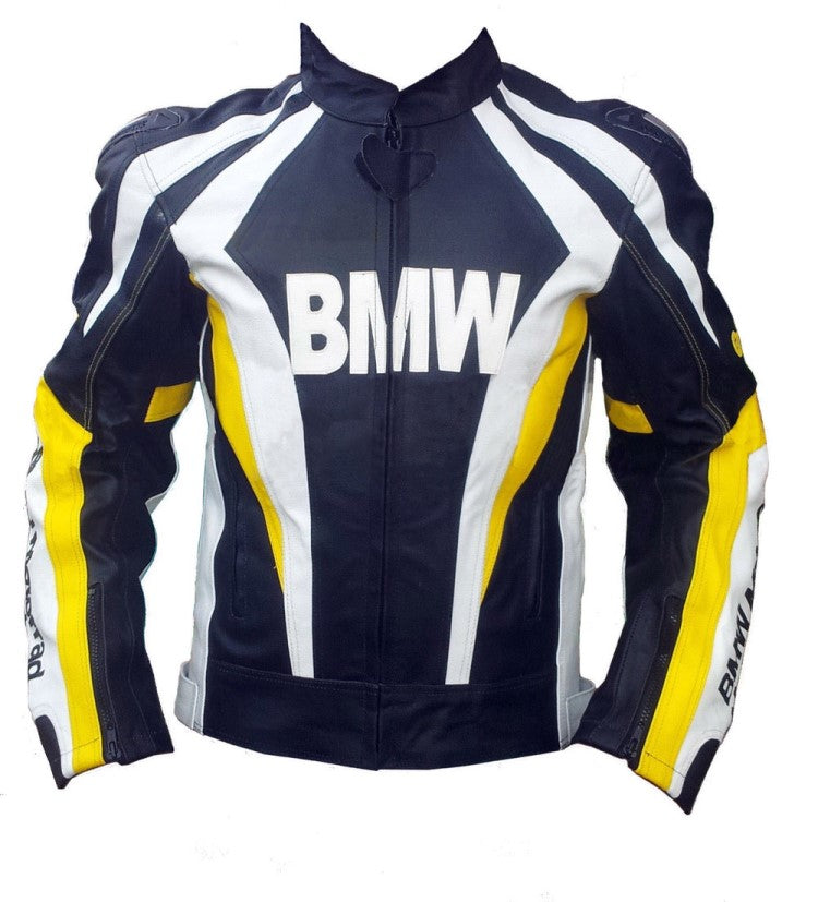 New BMW Racing Motorbike Branded Leather Biker Jacket for Men