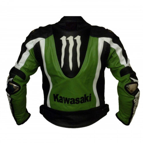 New Men Green Motorbiker Racing Leather Biker Jacket