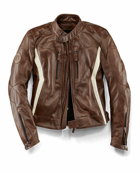New Men Brown BMW Motorcycle Leather Double Jacket