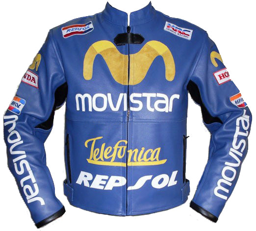 New Men Blue Honda Repsol Motorcycle Sport Leather Jacket