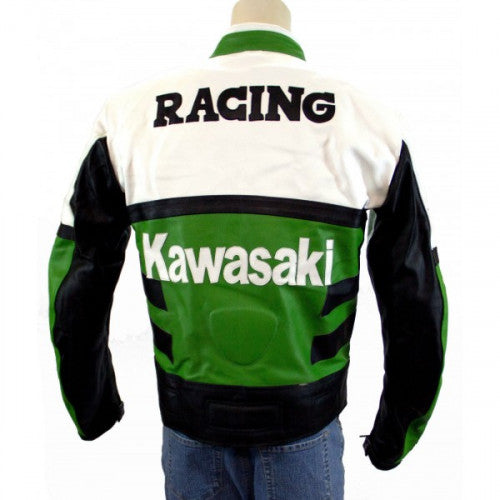 New Green Motorcycle Biker Racing Genuine Leather Jacket for Men