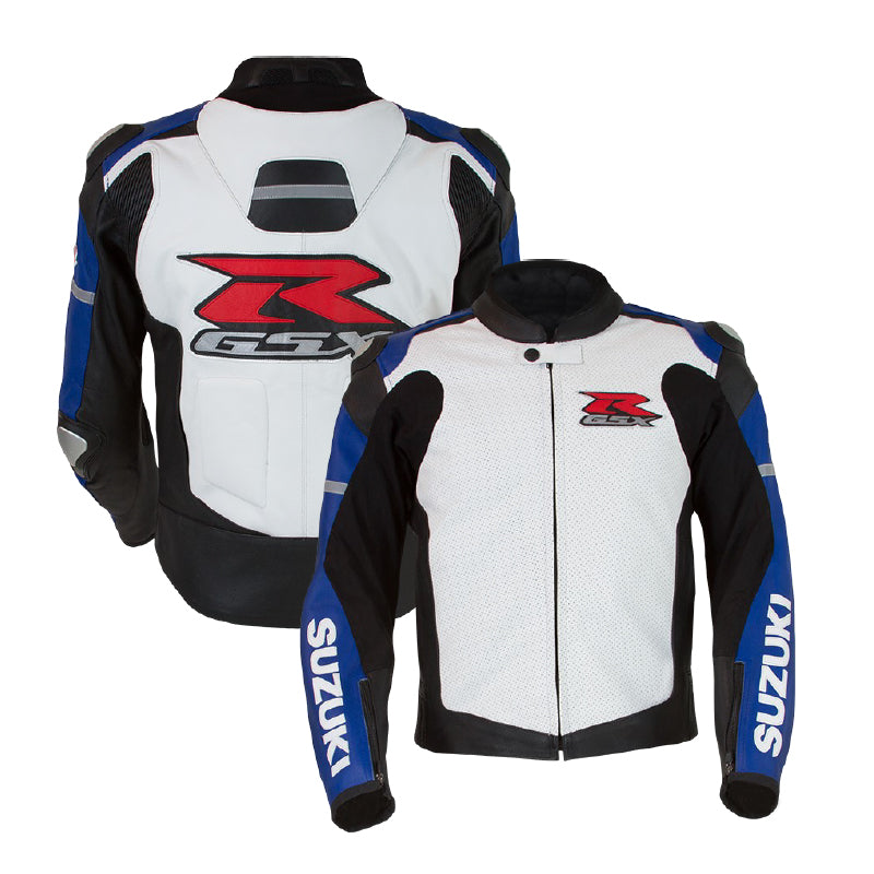 Men New Suzuki Motorcycle Biker Sport Leather Jacket