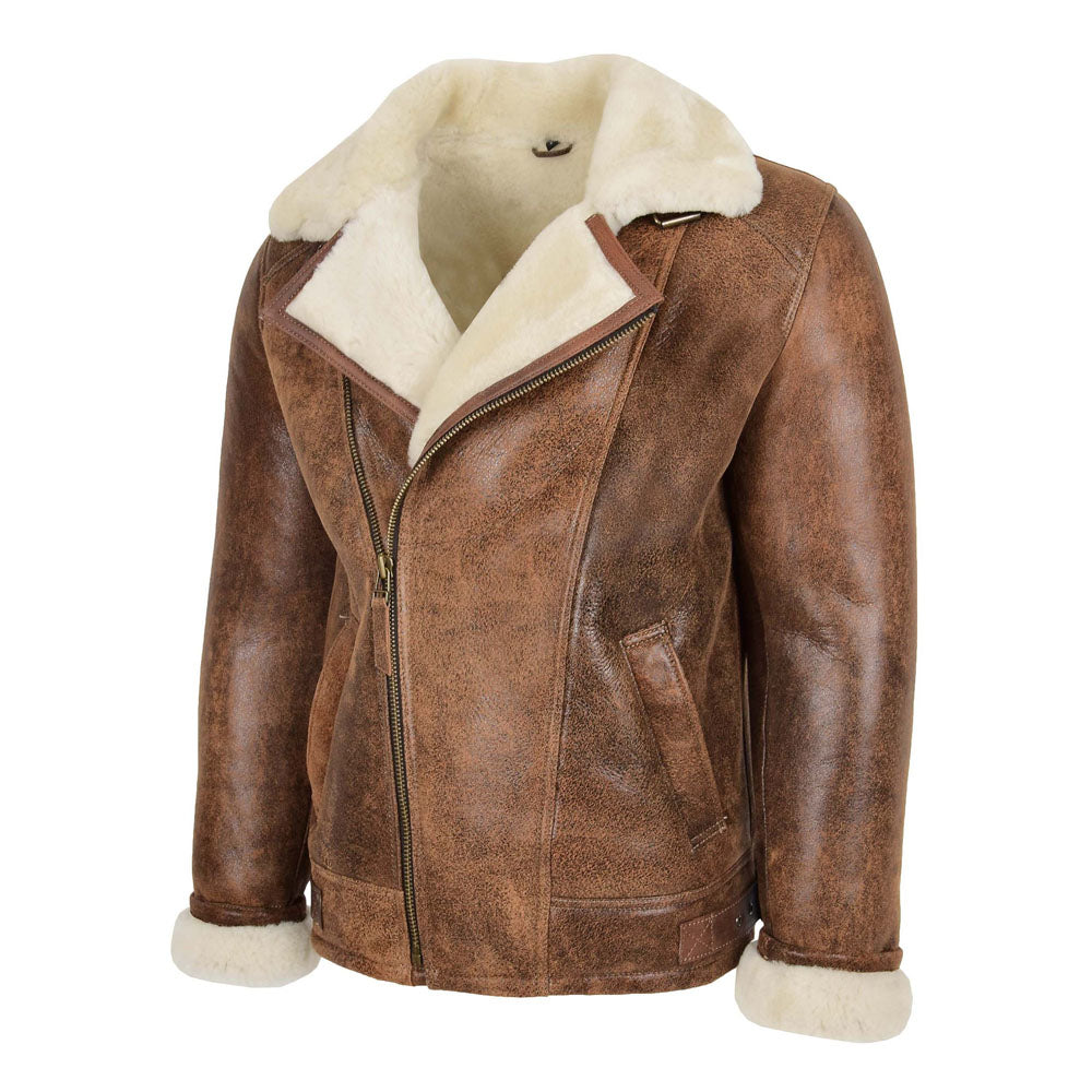 Sheespkin Bomber Fur Shearling Brown Leather Jacket