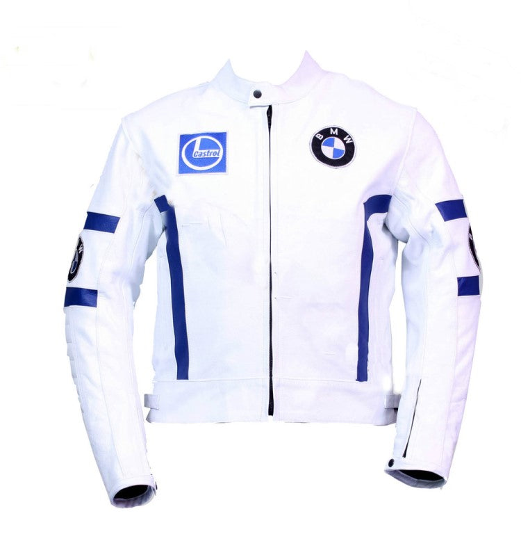 New Men White BMW Racing Branded Motorbike Leather Racing Jacket