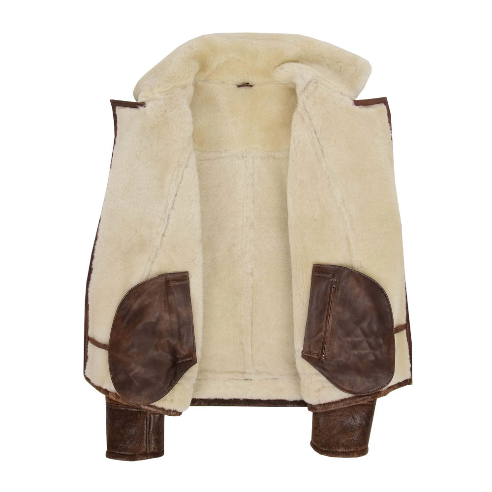 Sheespkin Pilot Fur Shearling Brown Leather Jacket
