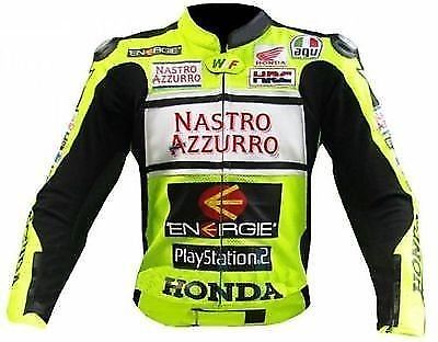 New Men Honda Nastro Azzurro Motorbike Sports Leather Jacket