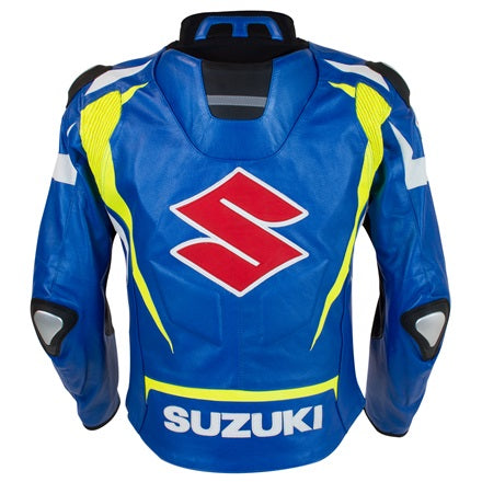 New Men Blue Suzuki Motul Motorcycle Leather Biker Jacket