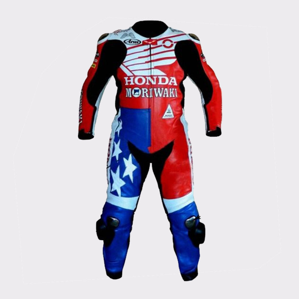 New Men Multicolor Branded Honda Motorcycle Leather Motogp Suit