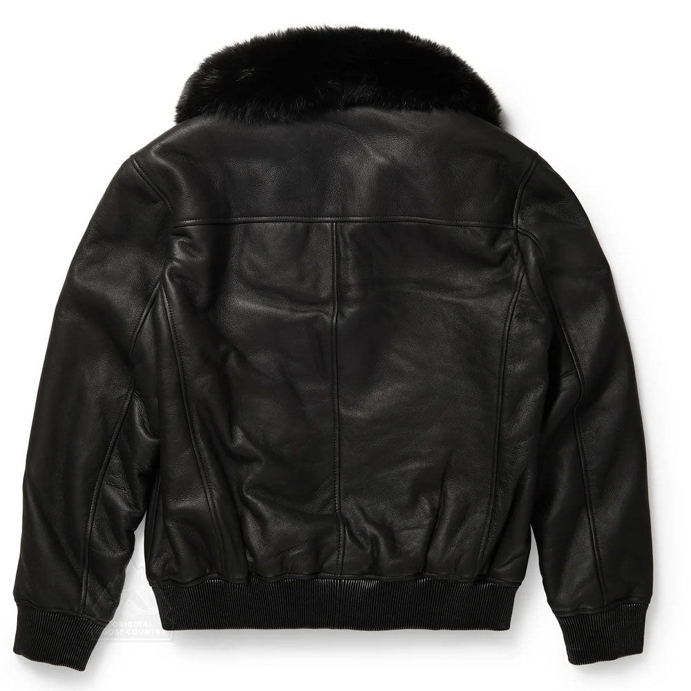 Men's Black B3 Bomber Aviator Fur Sheepskin Shearling Leather Jacket
