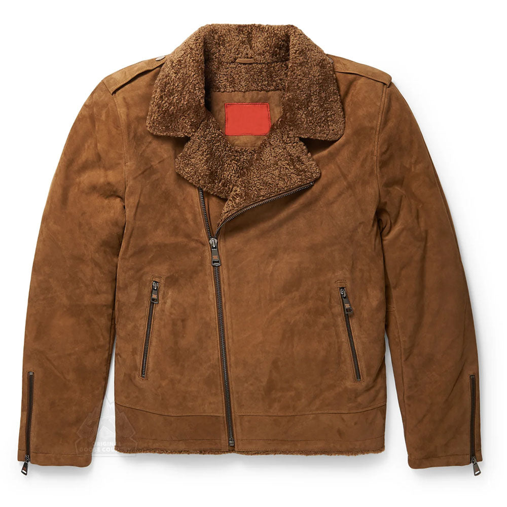 Men Aviator B3 Brown Shearling RAF Flight Fur Sheepskin Jacket