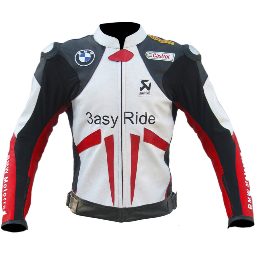 New Men Multi-Colors BMW 3asy Ride Motorcycle Racing Leather Biker Jacket