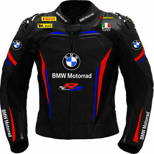 New Men BMW Motorrad Motorcycle Leather MotoGp Bikers Jacket