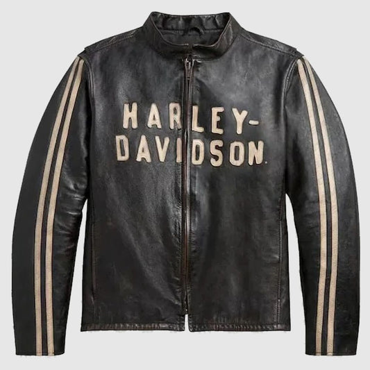 New Men Black Harley Davidson Cowhide Leather Biker Jacket