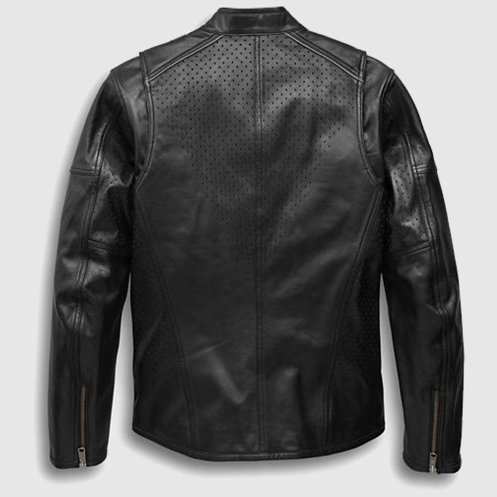 New Men Harley Davidson Perforated Motorcycle Leather Biker Jacket