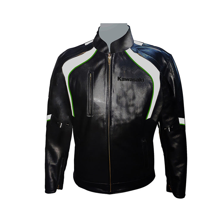 New Full Protection Leather Kawasaki Jacket Black For Men