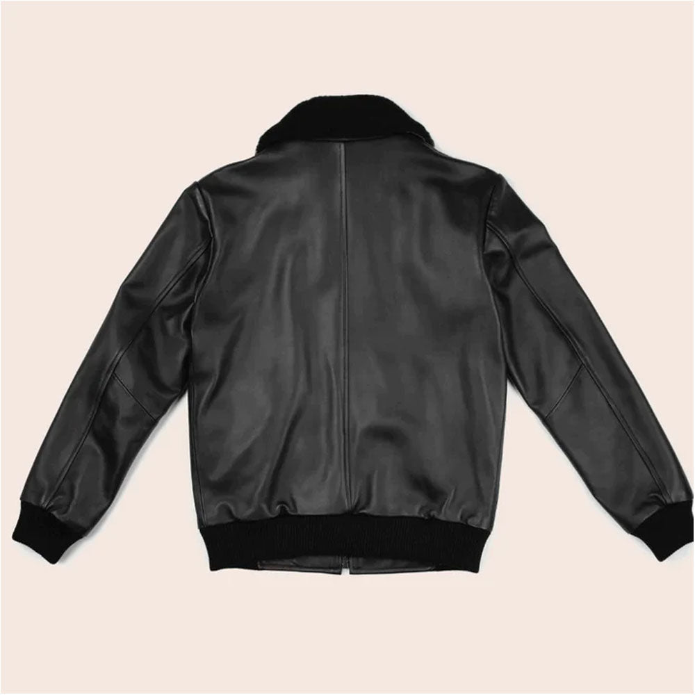 Men Bomber Black G-1 Pilot Flying Flight Leather Jacket