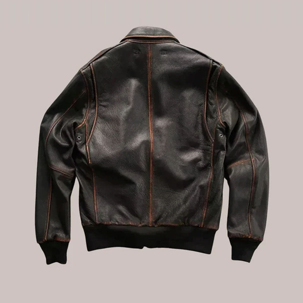 Men's Aviator Military A-2 Flying Airforce Bomber Leather Jacket