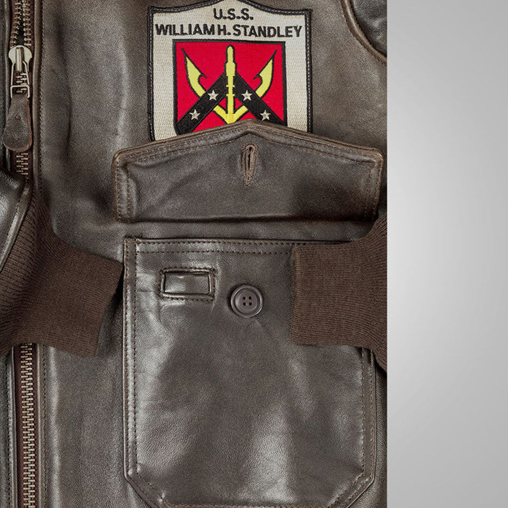 Aviator Military Patches RAF Pilot Flying Brown Flight Bomber Leather Jacket