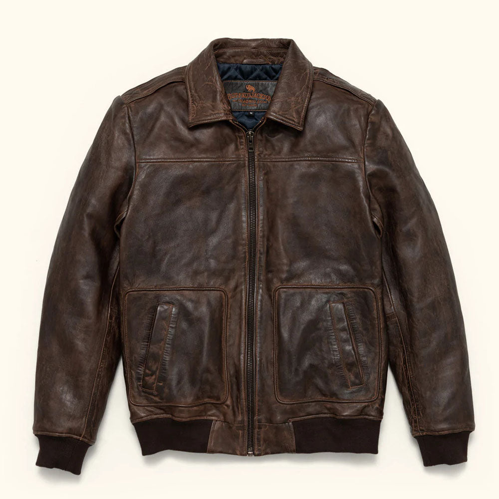 New Men Airforce Flight Military A-2 Brown Bomber Leather Jacket