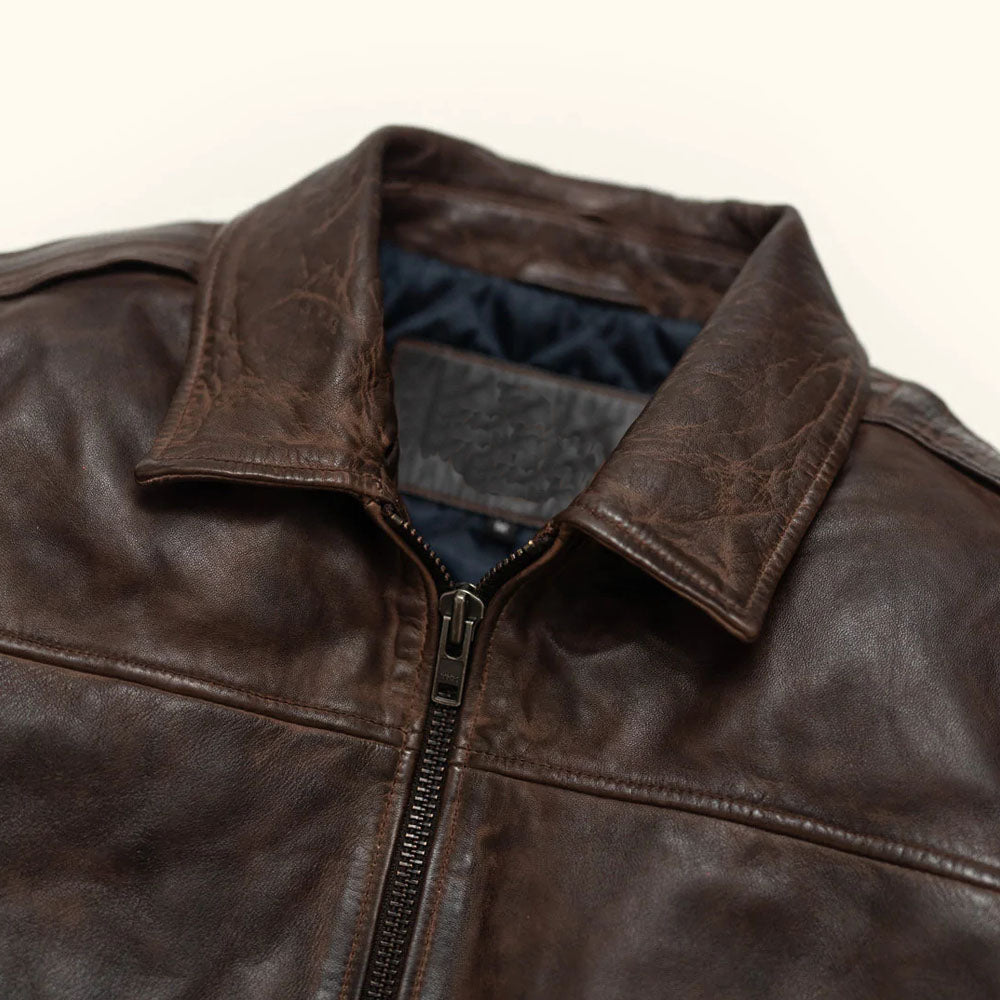 New Airforce Flight Military A-2 Brown Bomber Leather Jacket
