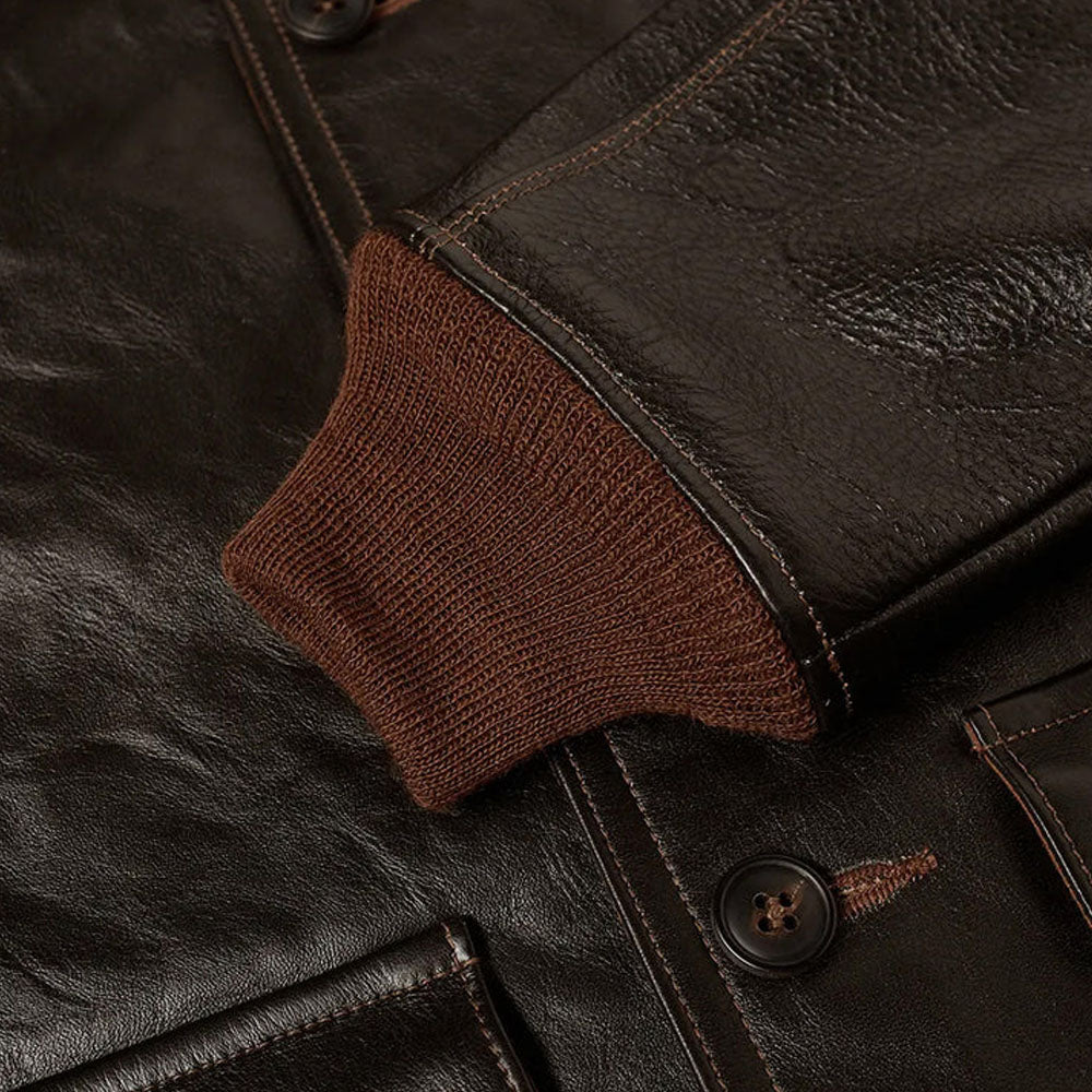 Men Pilot Vintage Flying A-1 Airforce Bomber Leather Jacket
