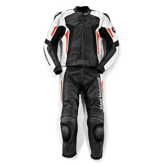 New Men Black & White Genuine Leather BMW MotoGp Motorbike Leather Racing Suit
